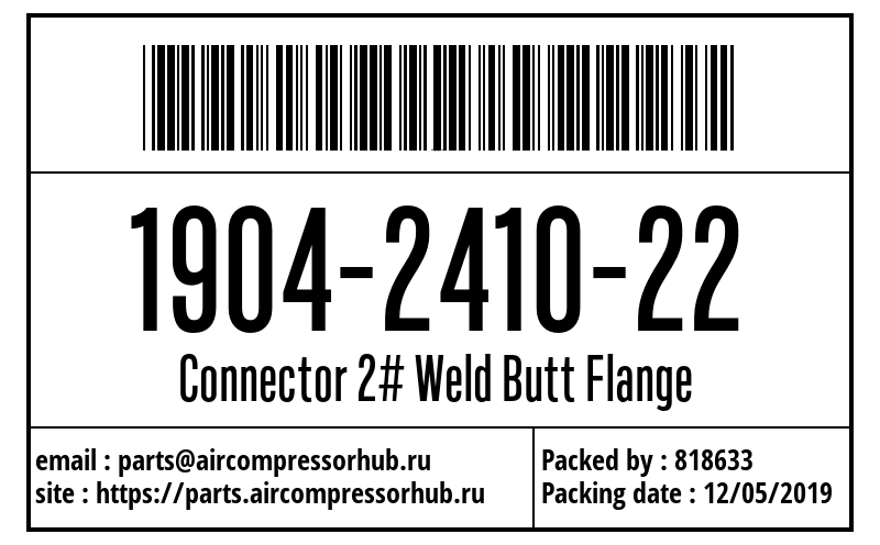 Соединитель Connector 2# Weld Butt Flange 1904241022