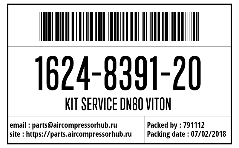 Сервисный набор KIT SERVICE DN80 VITON 1624839120
