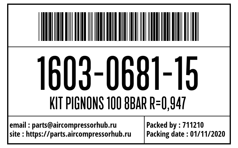 Сервисный набор KIT PIGNONS 100 8BAR R=0,947 1603068115