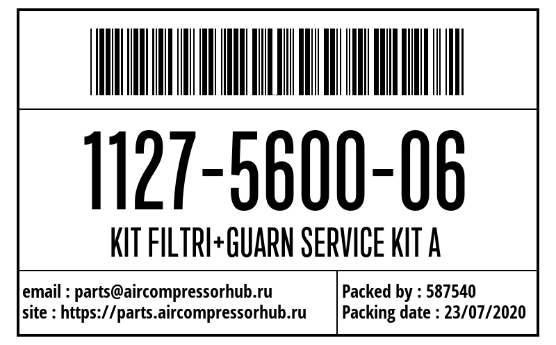 KIT FILTRI+GUARN SERVICE KIT A KIT FILTRI+GUARN SERVICE KIT A 1127560006